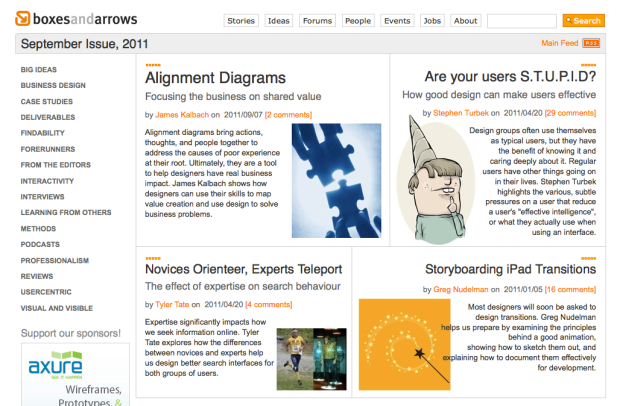 boxes and arrows homepage